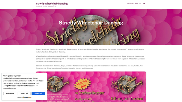 Screenshot of the Strictly Wheelchair Dancing website