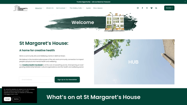 Screenshot of the St Margaret's House website