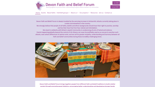 Screenshot of the Devon Faith And Belief Forum website