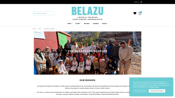 Screenshot of the Belazu Foundation website