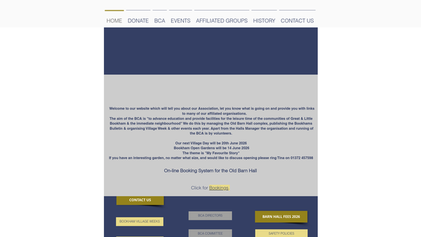 Screenshot of the Bookham Community Association website
