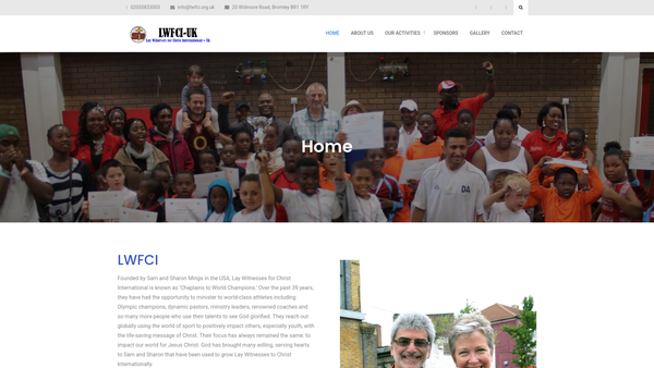 Screenshot of the Lay Witnesses For Christ International - United Kingdom website