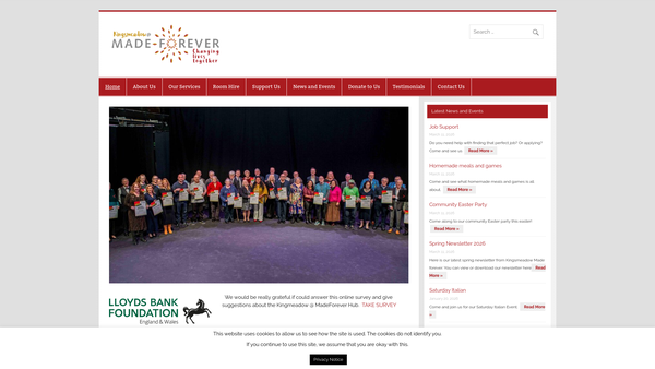Screenshot of the Kingsmeadow @ MadeForever Ltd website