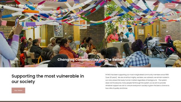 Screenshot of the Patiko Baker's Fort Project website
