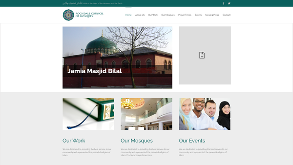 Screenshot of the Rochdale Council Of Mosques website
