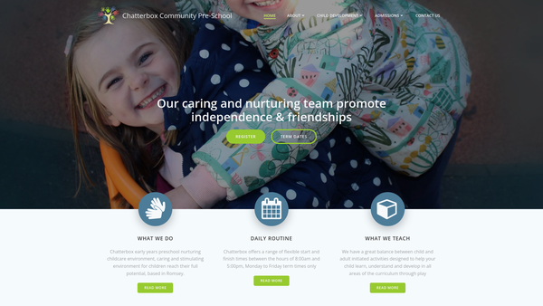 Screenshot of the Chatterbox Community Pre-School Limited website