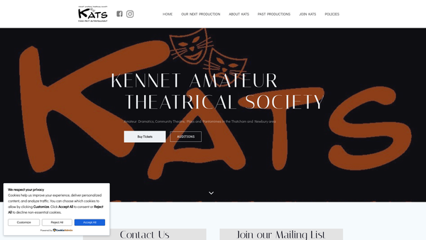 Screenshot of the Kennet Amateur Theatrical Society website