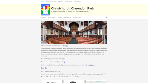 Screenshot of the Christchurch Clarendon Park website
