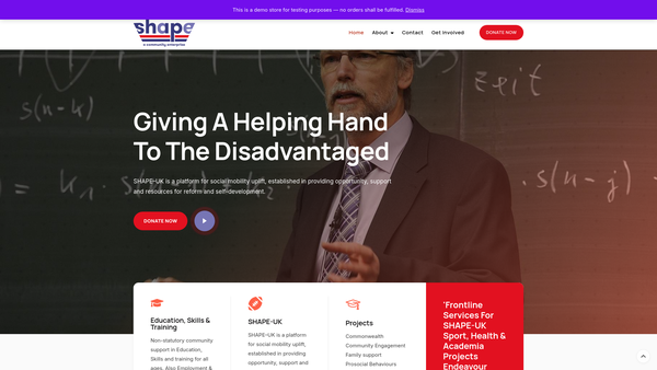 Screenshot of the Shape-Uk Ltd website