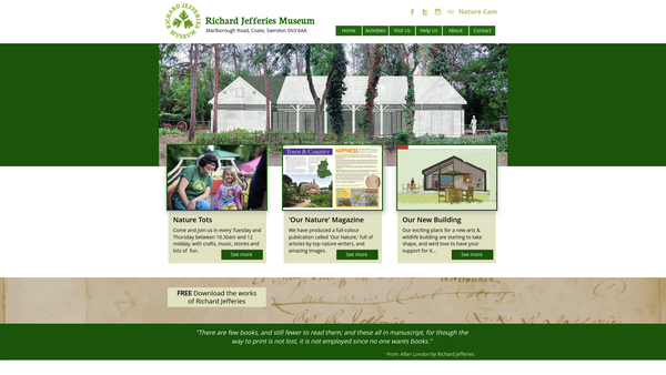 Screenshot of the Richard Jefferies Museum Trust website