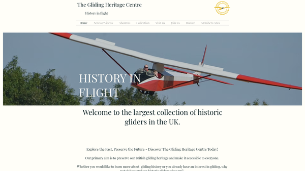 Screenshot of the The Gliding Heritage Centre website