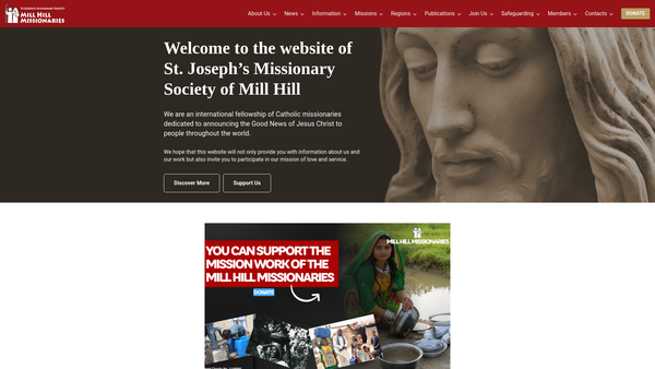 Screenshot of the Charity For St Joseph's Missionary Society (Generalate) website