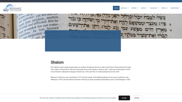 Screenshot of the Messianic Testimony website