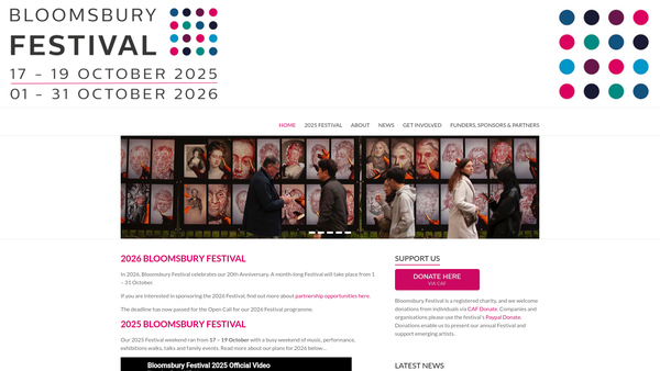 Screenshot of the Bloomsbury Festival website
