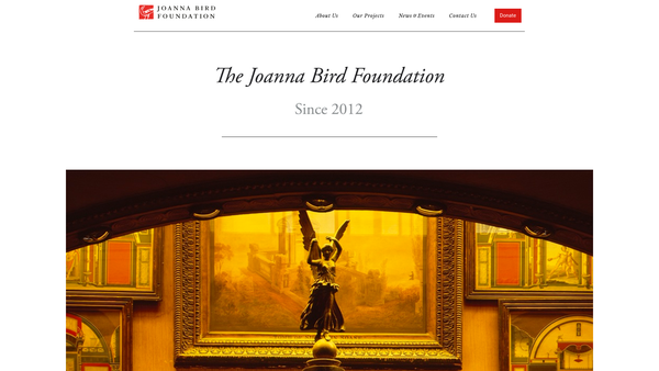 Screenshot of the Joanna Bird Foundation website