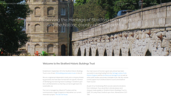 Screenshot of the Stratford Historic Buildings Trust website