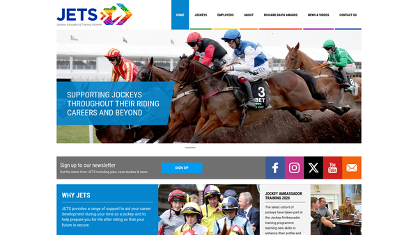 Screenshot of the The Jockeys Education And Training Scheme website