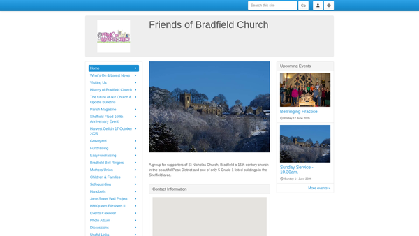 Screenshot of the The Parochial Church Council of the Ecclesiastical Parish of Bradfield, St.Nicholas Church Bradfield website