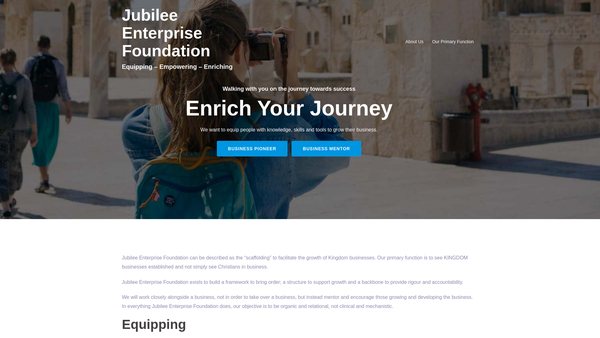 Screenshot of the Jubilee Enterprise Foundation website