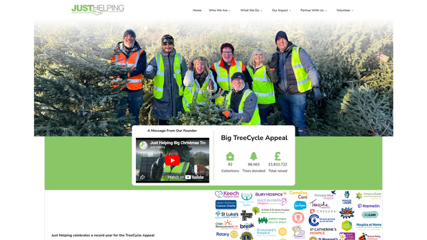 Screenshot of the Just Helping website