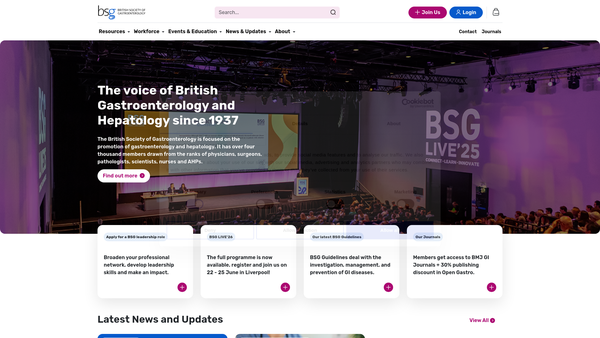 Screenshot of the British Society Of Gastroenterology website