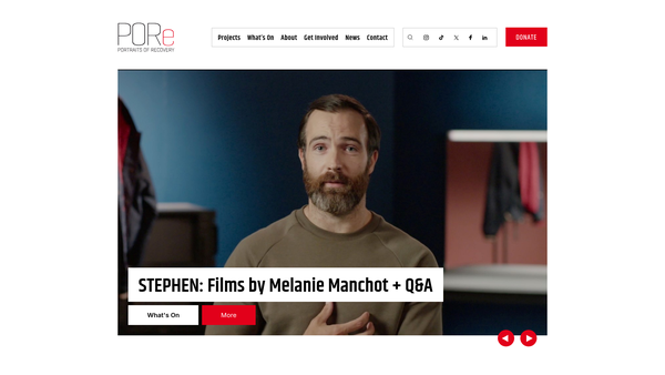 Screenshot of the Portraits Of Recovery website