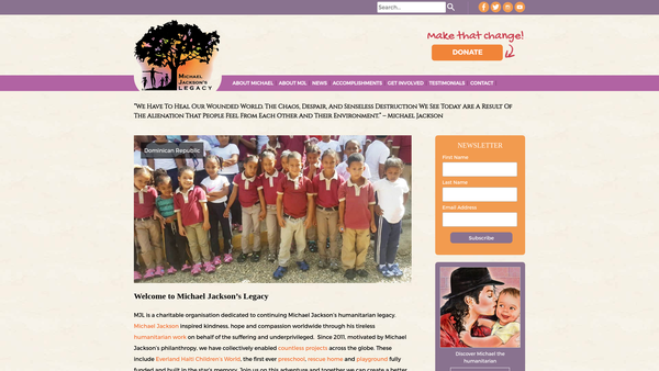 Screenshot of the Mjl website
