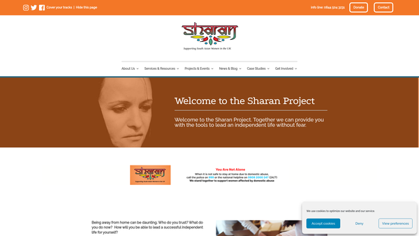Screenshot of the The Sharan Project website