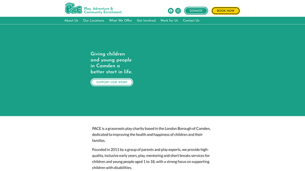 Screenshot of the Play Adventures & Community Enrichment website