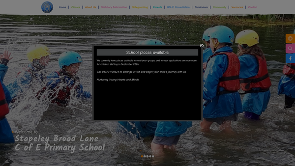 Screenshot of the Stapeley Broad Lane Parent Teachers Association website