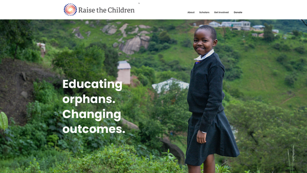 Screenshot of the Raise The Children International website