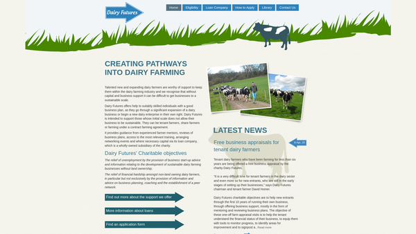 Screenshot of the Dairy Futures website