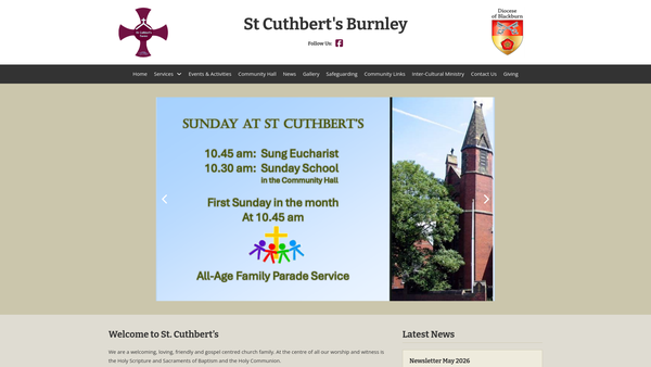 Screenshot of the The Parochial Church Council Of The Ecclesiastical Parish Of St Cuthbert, Burnley website