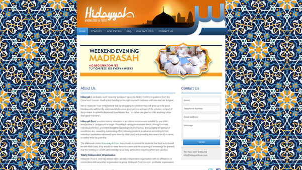 Screenshot of the Hidayyah Trust website