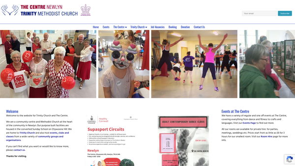 Screenshot of the Newlyn Trinity Methodist Church website
