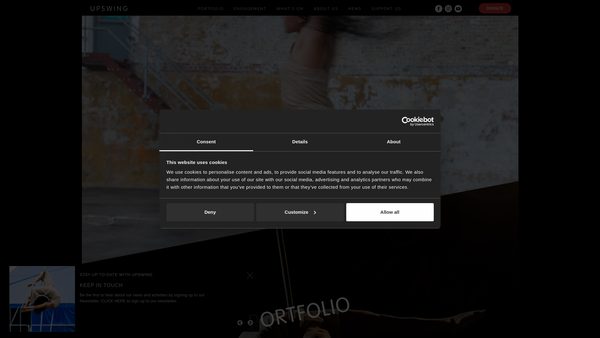 Screenshot of the Upswing Aerial Limited website