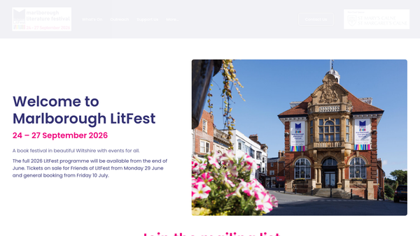 Screenshot of the Marlborough Literature Festival website