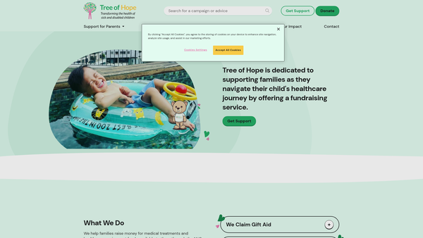 Screenshot of the Tree Of Hope website