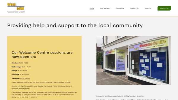 Screenshot of the Crosspoint (Westbury) website