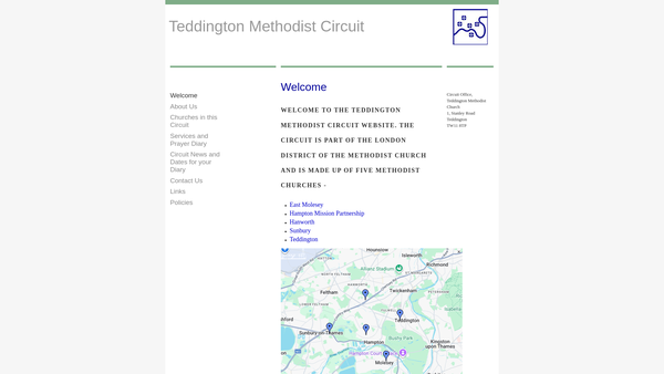 Screenshot of the Teddington Methodist Circuit website