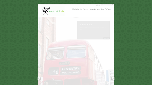 Screenshot of the Mercurial Arts Limited website
