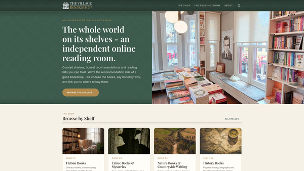 Screenshot of the The Village Bookshop website
