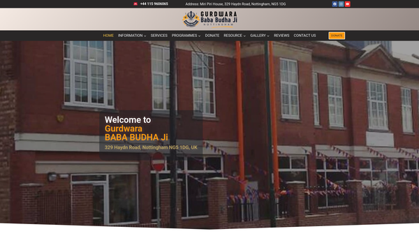 Screenshot of the Baba Budha Ji Charitable Foundation (Bbjcf) website