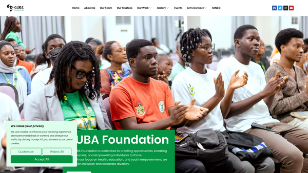 Screenshot of the Guba Foundation website