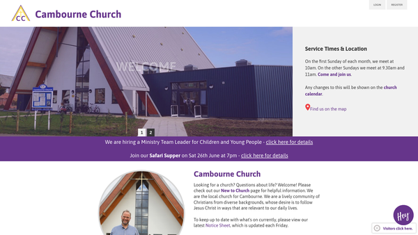 Screenshot of the Cambourne Church website