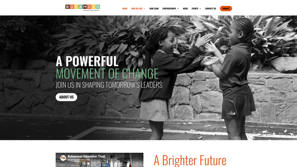 Screenshot of the Bokamoso Education Trust website