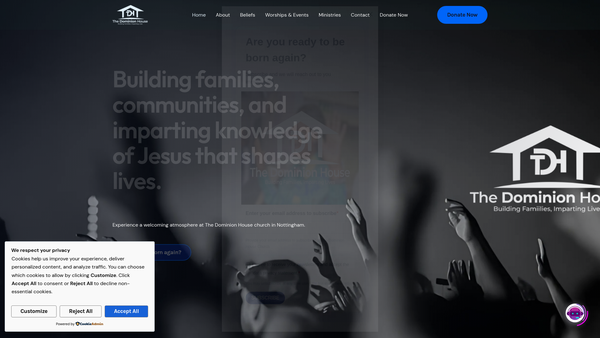 Screenshot of the The Dominion House Church website