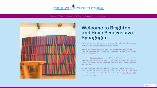 Screenshot of the Brighton And Hove Progressive Synagogue website