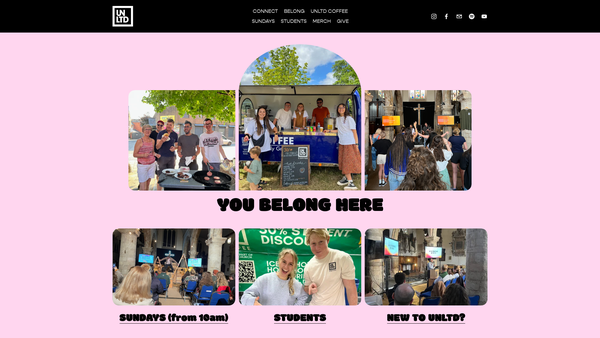 Screenshot of the Unlimited Church website
