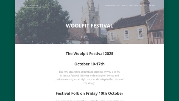 Screenshot of the Woolpit Festival Society Limited website